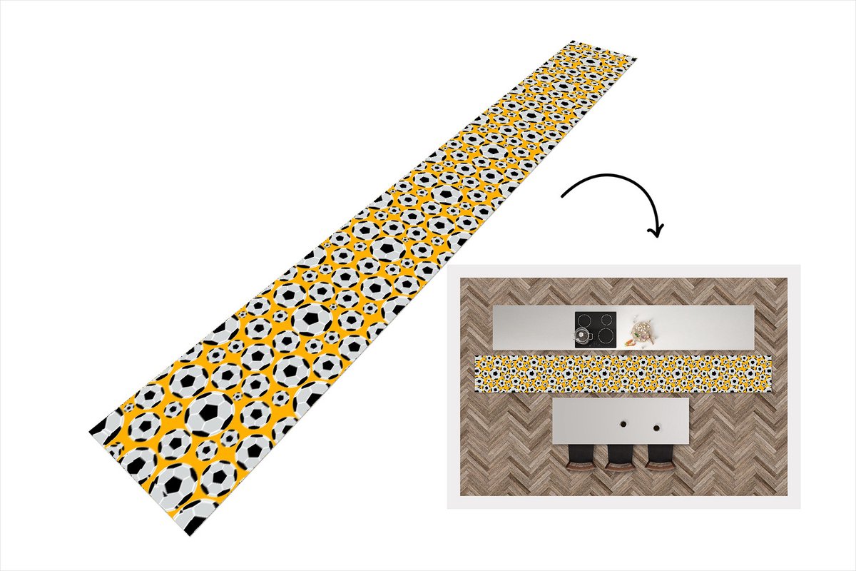 Keukenloper - Keukenmat - Patronen - Sport - Voetbal - 400x50 cm - Keuken vloerkleed