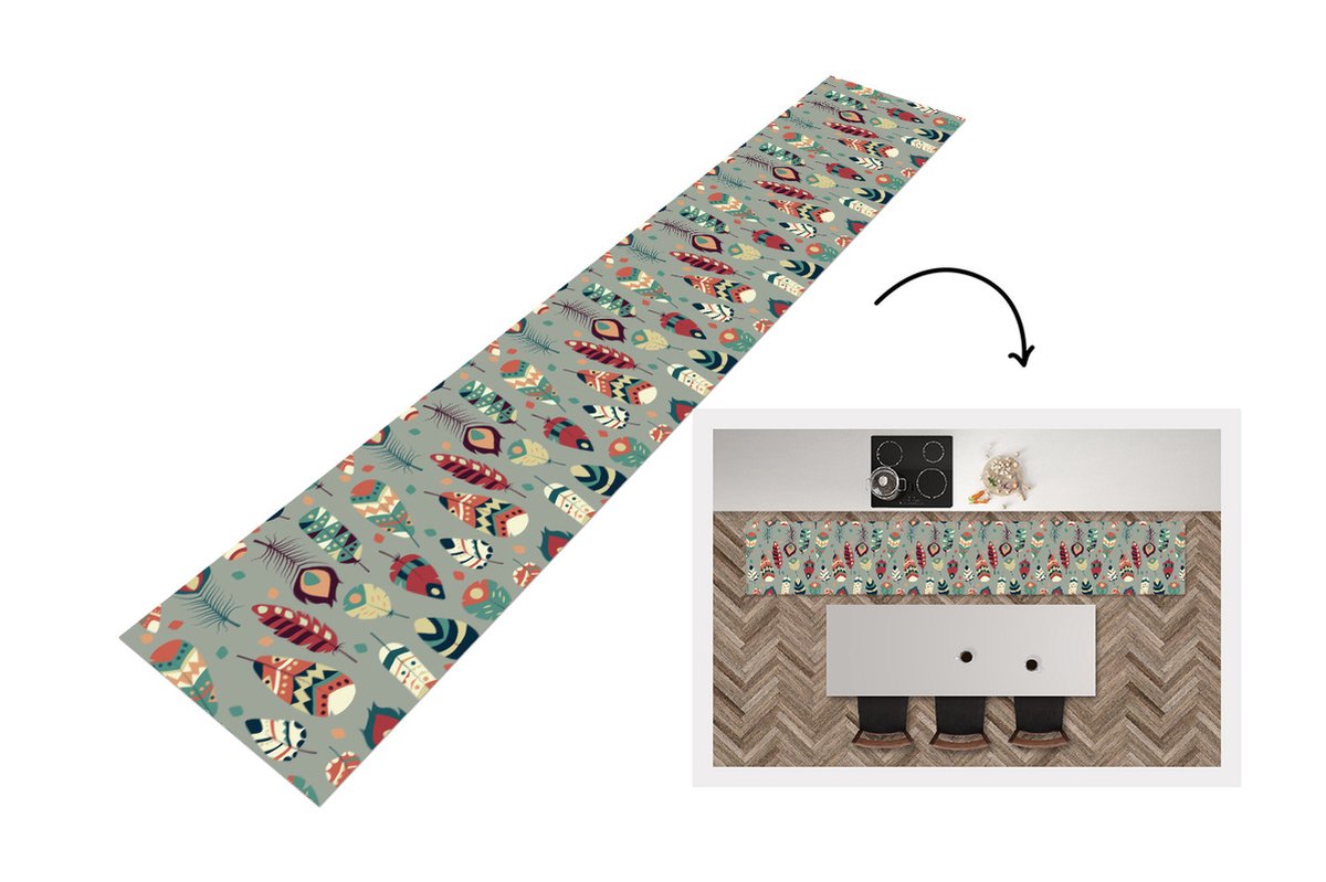 KitchenYeah Keukenloper - Keukenmat - Tieners - Veren - Patronen - Keuken vloerkleed Multicolor