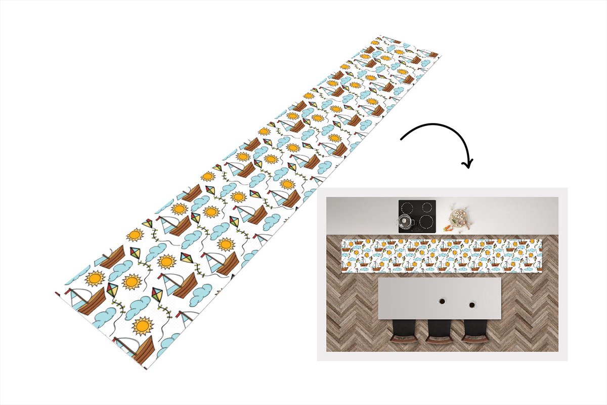 KitchenYeah Keukenloper - Keukenmat - Vlieger - Zomer - Boot - Patroon - Keuken vloerkleed Multicolor