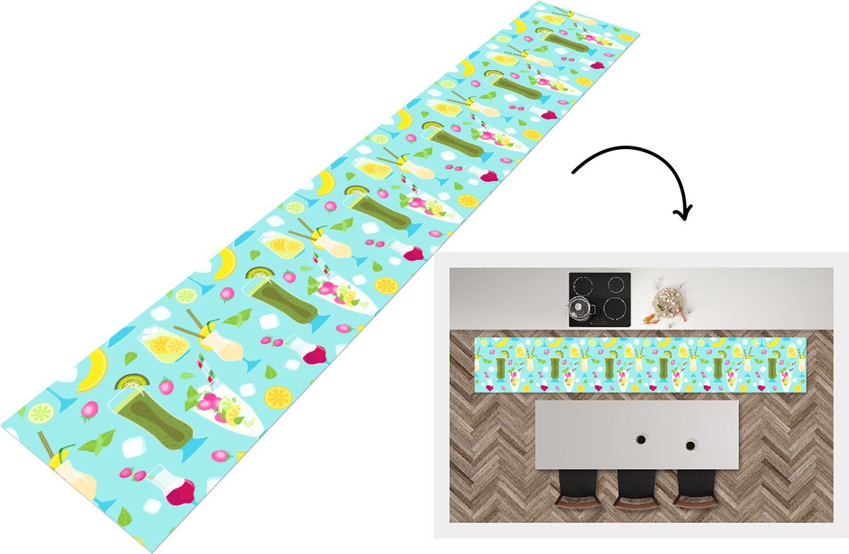 KitchenYeah Keukenloper - Keukenmat - Cocktail - Zomer - Fruit - Patroon - Keuken vloerkleed Multicolor