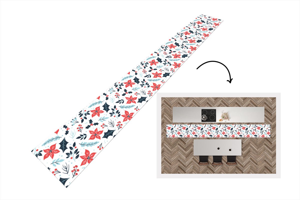KitchenYeah Keukenloper - Keukenmat - Winter - Bloemen - Kerst - Patronen - Keuken vloerkleed multicolor, foto 3