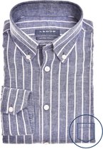 Ledub modern fit overhemd - donkerblauw gestreept - Strijkvriendelijk - Boordmaat: 45