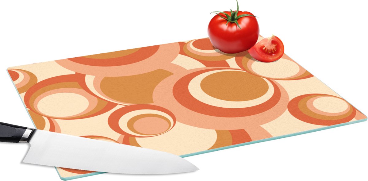 Glazen Snijplank - 39x28 - Cirkel - Retro - Patroon - Snijplanken Glas