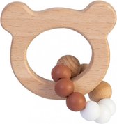 Ours de dentition en bois Eco BamBam avec perles en silicone - Sans BPA - Cadeau pour Bébé