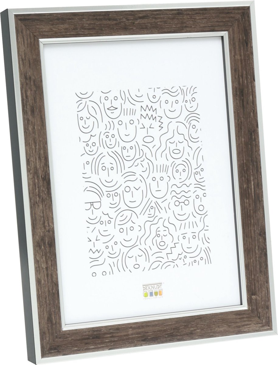 Deknudt Frames fotolijst S40JE3 - bruin met zilverbies - 20x25 cm