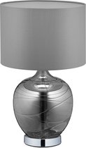 Relaxdays tafellamp modern - stoffen lampenkap - glazen voet - nachtlamp - diverse kleuren - zwart