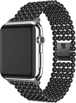 Stalen Smartwatch bandje - Geschikt voor Apple Watch stalen kralen band - zwart - Strap-it Horlogeband / Polsband / Armband - Maat: 38 - 40 - 41mm