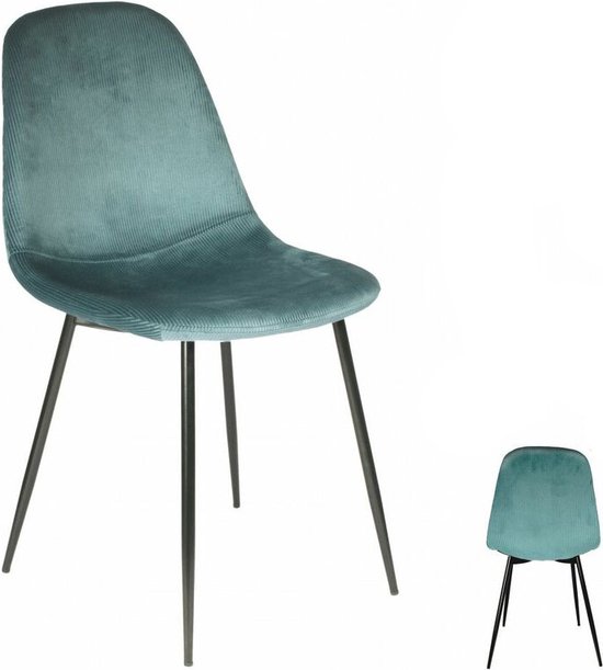 AKORD Fluwelen Eetkamerstoelen, Set van 2 - Gestoffeerde Velours Stoel, Gewatteerde Eetkamerstoel Met Stalen Poten - Woonkamer Stoel, Belastbaarheid: 125 kg