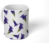 Mok - Koffiemok - Patroon - Bloemen - Paars - Mokken - 350 ML - Beker - Koffiemokken - Theemok