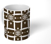 Mok - Koffiemok - Patroon - Zwart - Hart - Mokken - 350 ML - Beker - Koffiemokken - Theemok