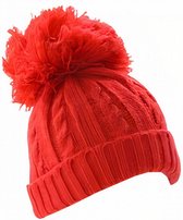 babymuts PomPom junior acryl rood mt 0-12 maanden