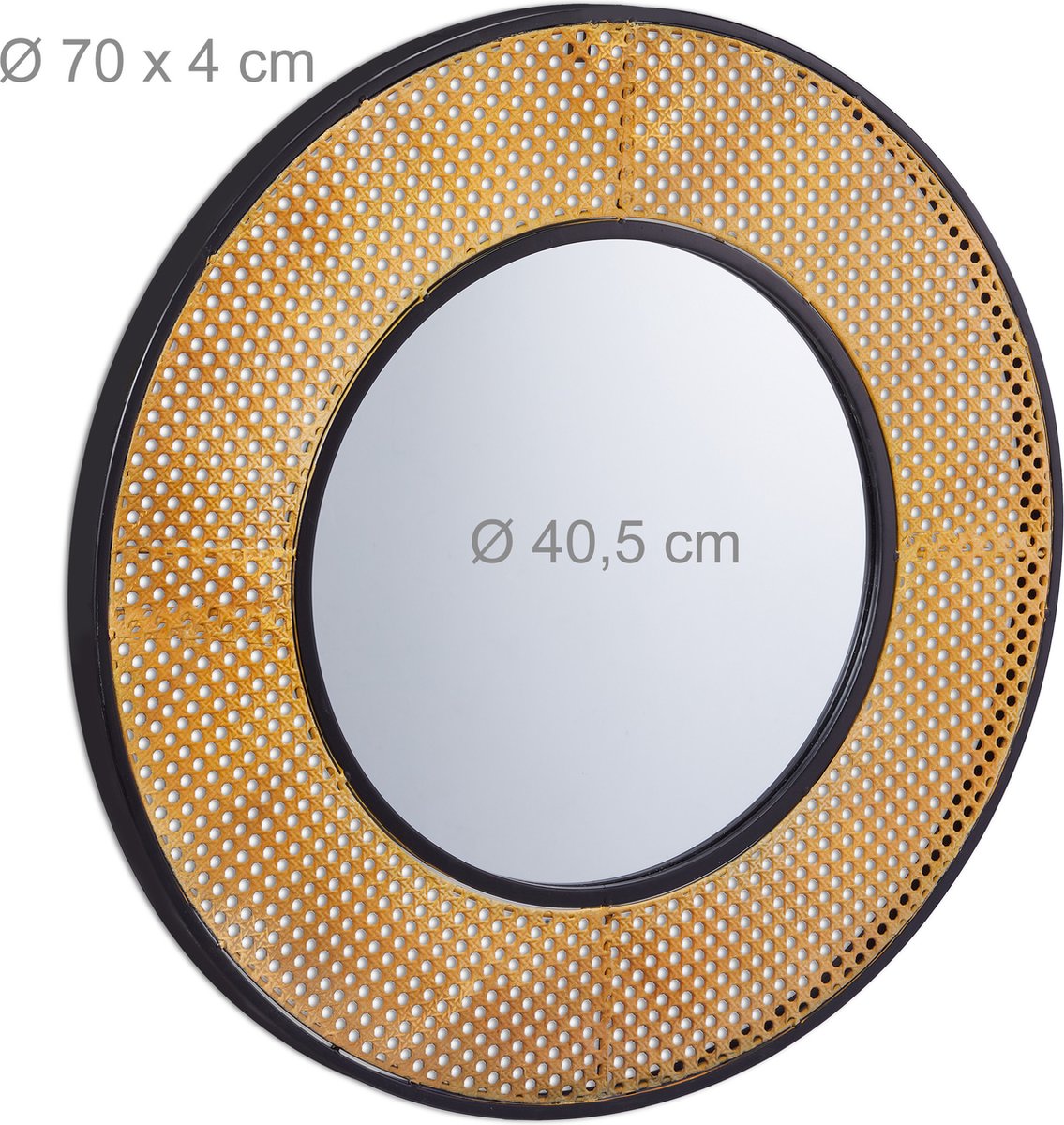 Relaxdays Ronde Wandspiegel - Retro Design - Ø 70 cm - Stijlvol & Functioneel