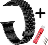 Geschikt voor Apple Watch Bandje Staal Zwart Series 1/2/3/4/5/6/SE/7  - iWatch Stalen band - Jubilee + toolkit - 42mm - 44mm - 45mm