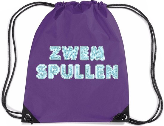 Zwemspullen rugzakje paars - nylon zwemtas met rijgkoord - tas voor zwemles