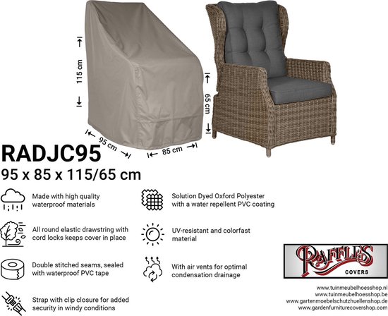 Hoes hoge verstelbare lounge chair 95 x 85 H: 115/65 cm - Tuinstoelhoes -  RADJC95 | bol.com