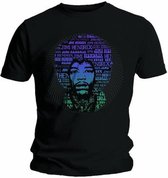 Jimi Hendrix - Afro Speech Heren T-shirt - L - Zwart