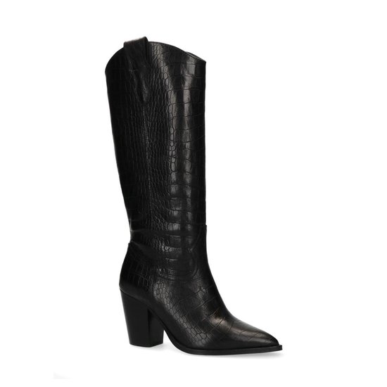 | Sacha Dames Zwarte leren cowboylaarzen met | Sacha Dames Zwarte leren cowboylaarzen met