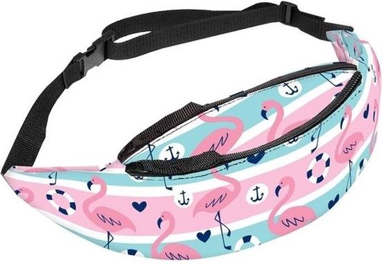 Paradox moersleutel slachtoffer Flamingo print roze/blauw heuptasje/schoudertasje voor meisjes/dames -  Festival fanny... | bol.com