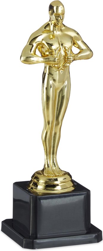 Foto: Bokaal met krans vierkante voet 18 cm hoog hollywood trofee goud