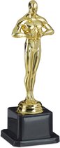 Relaxdays bokaal met krans - Hollywood trofee - filmprijs decoratie - 18 cm hoog - goud