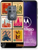 Motorola One Zoom Siliconen Back Cover Postzegels