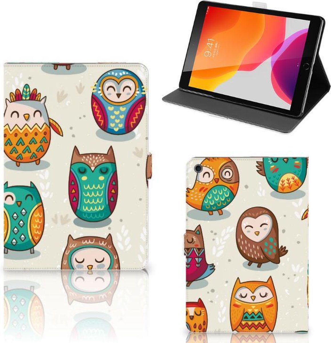 iPad 10.2 2019 | iPad 10.2 2020 | 10.2 2021 Flip Case Vrolijke Uilen