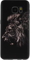 ADEL Siliconen Back Cover Softcase Hoesje Geschikt voor Samsung Galaxy S7 Edge - Leeuwen Zwart