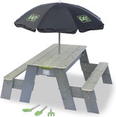 Bol.com EXIT Aksent zand- water- en picknicktafel (2 bankjes) met parasol en tuingereedschap aanbieding