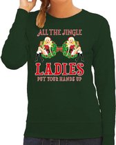 Foute kersttrui / sweater groen - All the jingle ladies / single ladies / borsten voor dames - kerstkleding / christmas outfit M (38)