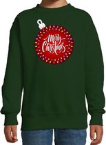 Foute kersttrui / sweater kerstbal Merry christmas groen voor kinderen - kerstkleding / christmas outfit 14-15 jaar (170/176)