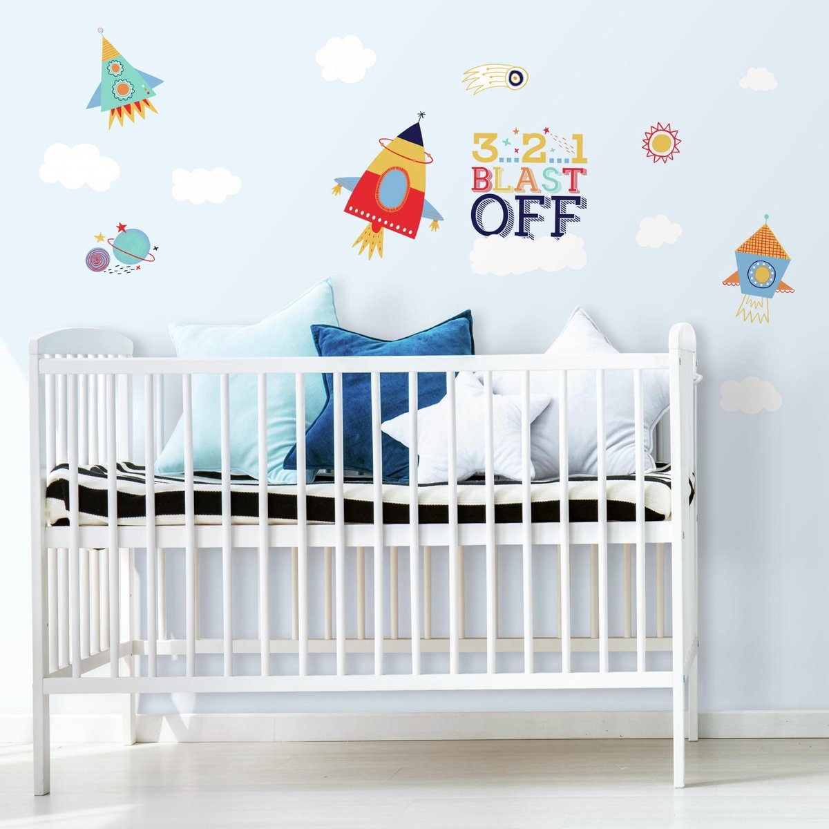 Muurstickers | Raket | Wolken | Kinderkamer | Sticker | Nasa | Ruimtevaart