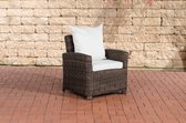 Clp Fisolo Fauteuil - 5mm rond Polyrotan - Rotan kleur : bruin gemeleerd overtrek gebroken wit
