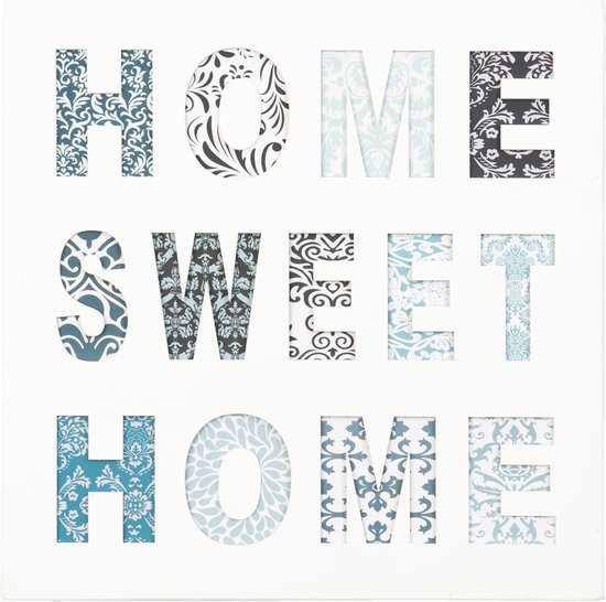 Clayre & Eef 62818 - Tekstbord - Hout -  40 x 2 x 40 cm - mdf - Home Sweet Home