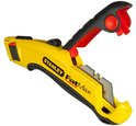 Geel Stanley FatMax uitschuifbaar mes met zwarte grip, mesgedeelte geopend met twee reservemessen.
