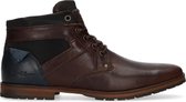 Manfield - Heren - Donkerbruine veterboots - Maat 42