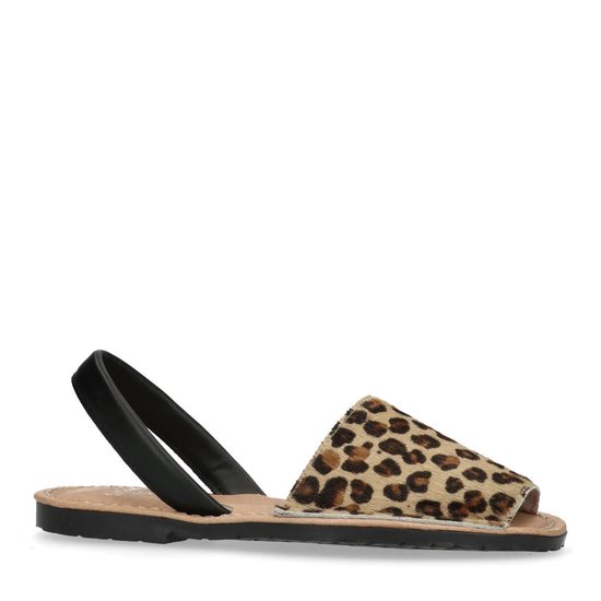 Manfield - Dames - Sandalen met panterprint en zwarte band - Maat 42 |  bol.com
