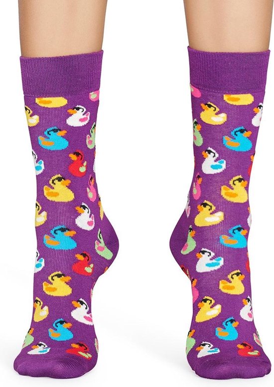 Happy Socks Rubber Duck Heren Sokken | Maat 41-46 | Paars met gekleurde  badeendjes | bol.com