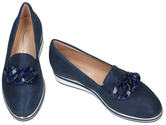 Softwaves -Dames - blauw donker - mocassins - loafers - maat 36 | bol