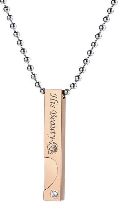 Valentijn Cadeautje voor Hem en Haar - His Beauty & Her Beast Hartjes Ketting Set - Speciale Valentijnsdag Cadeautjes verpakking | Kettingen