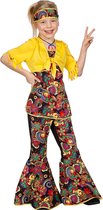 Wilbers - Hippie Kostuum - Happy Hippie - Meisje - geel,multicolor - Maat 116 - Carnavalskleding - Verkleedkleding