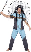 Wilbers - Indiaan Kostuum - Hupa Hoopa Indiaan Wilde Westen - Man - blauw,grijs - Maat 50 - Carnavalskleding - Verkleedkleding