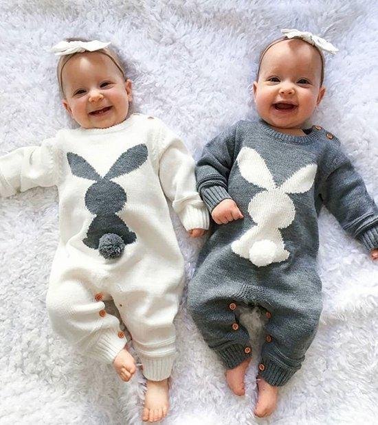 Budino Baby Pyjama Romper Onesie Wollen Konijn Dier - Wit - 9 mnd | bol.com