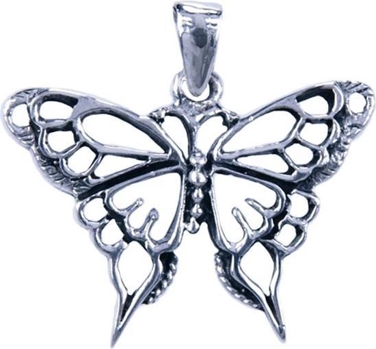 bol.com | Zilveren Vlinder opengewerkt ketting hanger