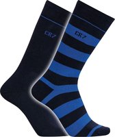 Socks 2-Pack Cotton Stretch Fashion Line Men - Black/Blue - 40-46