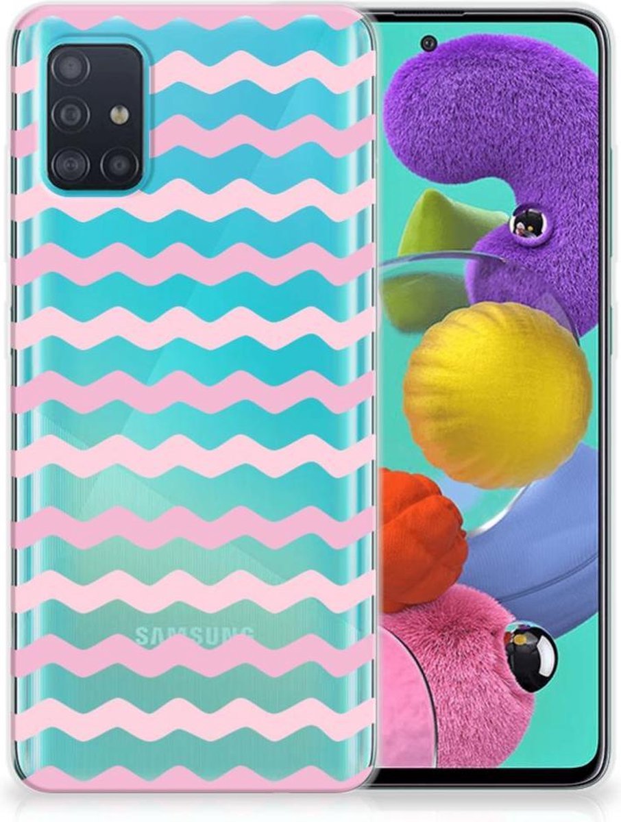 Samsung Galaxy A51 TPU bumper Waves Roze
