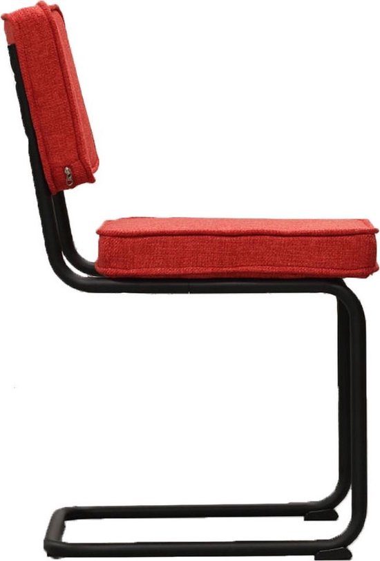 Retro eetkamerstoel Brandon stof rood | bol.com