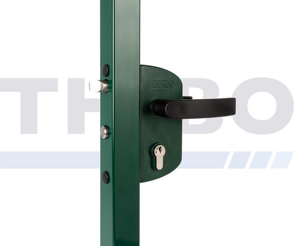 Tuinpoortslot opbouw - Poortprofiel : Vierkant 40 mm, Kleur (RAL): 6005 (mos groen)