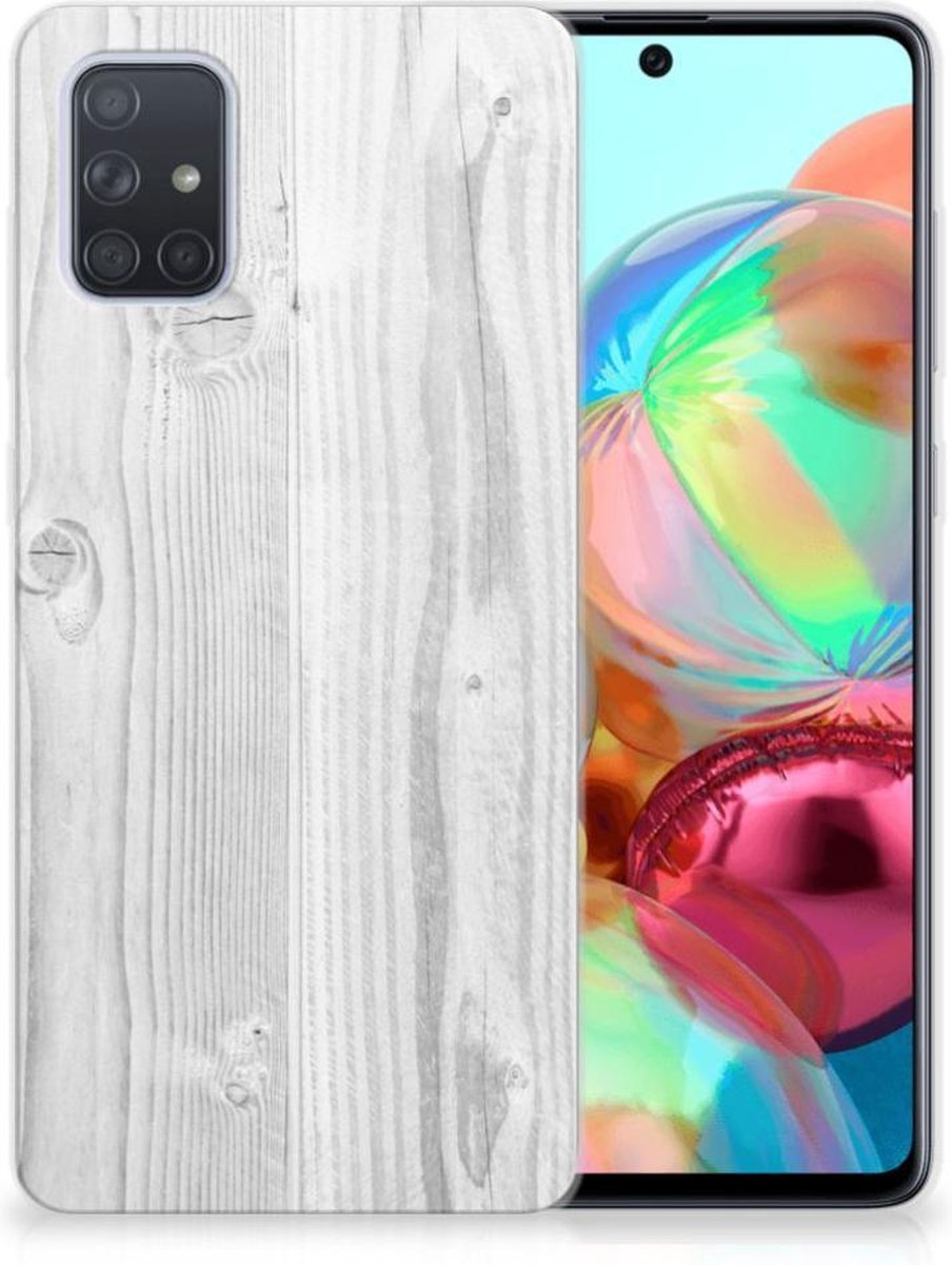 Samsung Galaxy A71 Bumper Hoesje White Wood
