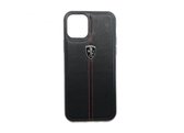 Ferrari Leren Backcase Hoesje iPhone 11 Pro - Zwart