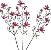 3x Fuchsia roze Magnolia/beverboom kunsttakken kunstplanten 80 cm - Kunstplanten/kunsttakken - Kunstbloemen boeketten